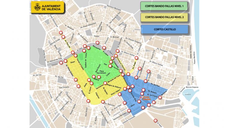 València cierra desde hoy el centro urbano al paso de vehículos privados para que ciudadanía y visitantes puedan disfrutar de las Fallas