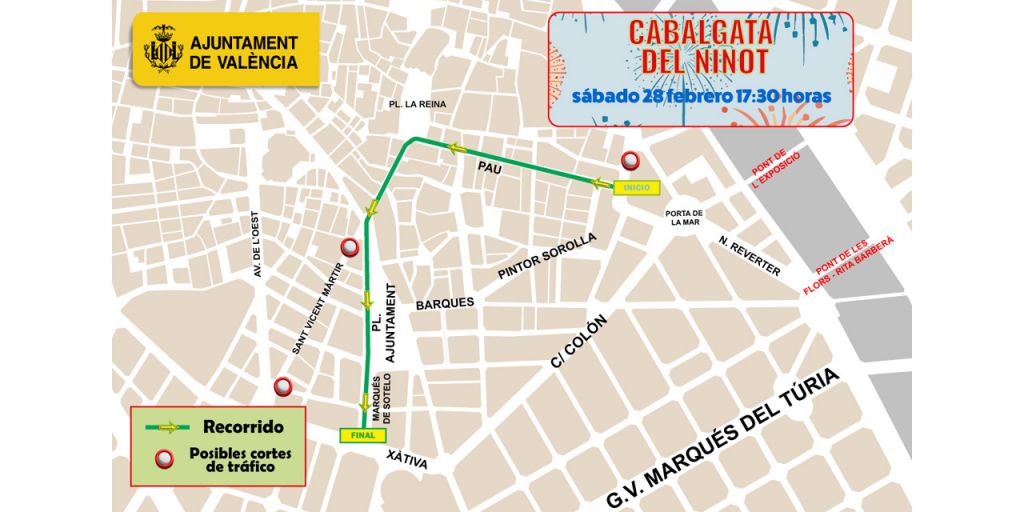  El Centro de Gestión de Tráfico organiza un operativo especial con motivo de la Cavalcada del Ninot de este sábado