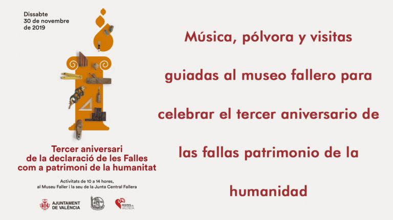 Música, pólvora y visitas guiadas al museo fallero para celebrar el tercer aniversario de las fallas patrimonio de la humanidad