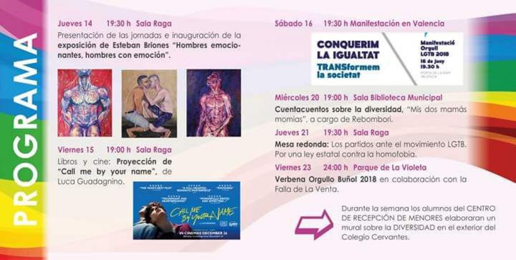  Buñol organiza las II Jornadas LGTB clamando la aprobación de una ley contra la homofobia